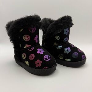 Olivia Miller Black Kids Boots with Colorful Patterns